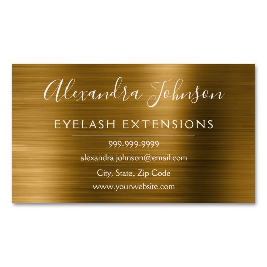 Gold Metallic Folie Eyelash Extensions Beauty Magnetisch Visitekaartje (Voorkant)