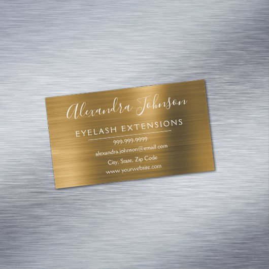 Gold Metallic Folie Eyelash Extensions Beauty Magnetisch Visitekaartje (Voorbeeld)