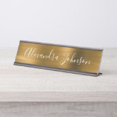 Gold Metallic Folie Modern Elegant Business Bureau Naambordje (Voorkant)