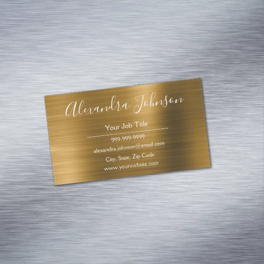 Gold Metallic Folie Modern en Elegant Magnetisch Visitekaartje (Voorbeeld)