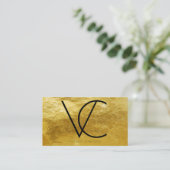 Gold Metallic Folie Moderne Initialen Visitekaartje (Staand voorkant)