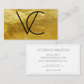 Gold Metallic Folie Moderne Initialen Visitekaartje (Voorkant / Achterkant)