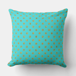 Gold Metallic Folie Polka Dots Blauwgroen Aqua Mod Kussen