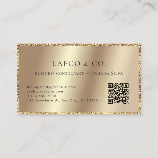 Gold Metallic Folie QR Code Luxury Visitekaartje (Achterkant)