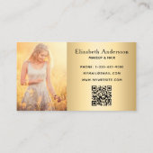 Gold metallic foto qr code elegant visitekaartje (Achterkant)