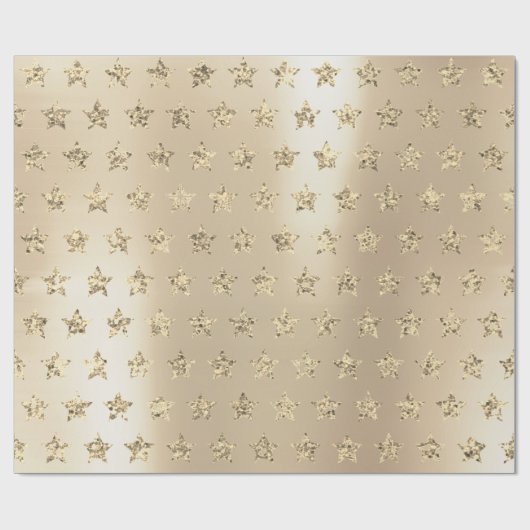 Gold Metallic Foxier Ivory Glitter VIP Stars Cadeaupapier (Vlak)