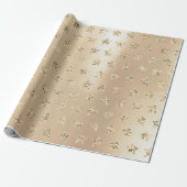 Gold Metallic Foxier Ivory Glitter VIP Stars Cadeaupapier (Uitgerold)