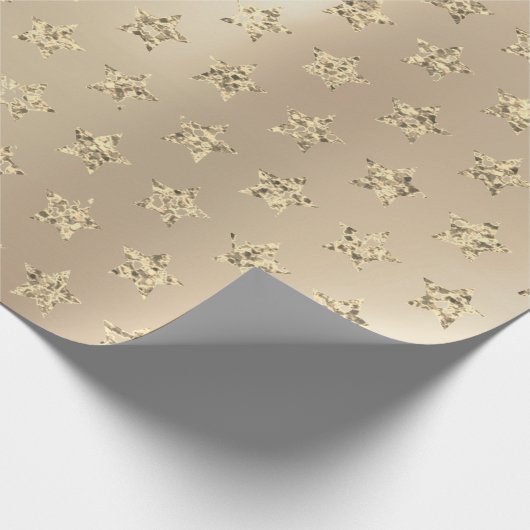 Gold Metallic Foxier Ivory Glitter VIP Stars Cadeaupapier (Hoek)