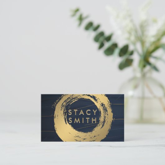 Gold Metallic geborsteld | Abstracte achtergrond Visitekaartje (Staand voorkant)