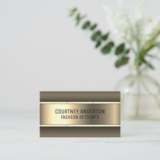 Gold Metallic geborsteld Visitekaartje (Staand voorkant)