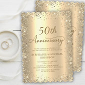 Gold Metallic Glitter 50th Wedding Anniversary Kaart