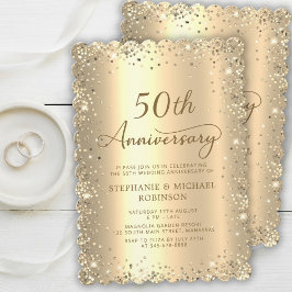 Gold Metallic Glitter 50th Wedding Anniversary Kaart