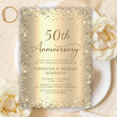 Gold Metallic Glitter 50th Wedding Anniversary Kaart