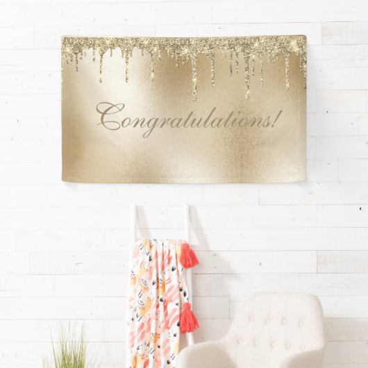 Gold Metallic Glitter Drip Elegant Celebration Spandoek (Insitu)