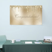 Gold Metallic Glitter Drip Elegant Celebration Spandoek (Beurs)