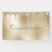 Gold Metallic Glitter Drip Elegant Celebration Spandoek (Horizontaal)