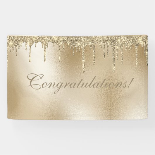 Gold Metallic Glitter Drip Elegant Celebration Spandoek (Horizontaal)
