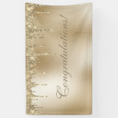 Gold Metallic Glitter Drip Elegant Celebration Spandoek (Verticaal)