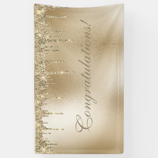 Gold Metallic Glitter Drip Elegant Celebration Spandoek (Verticaal)