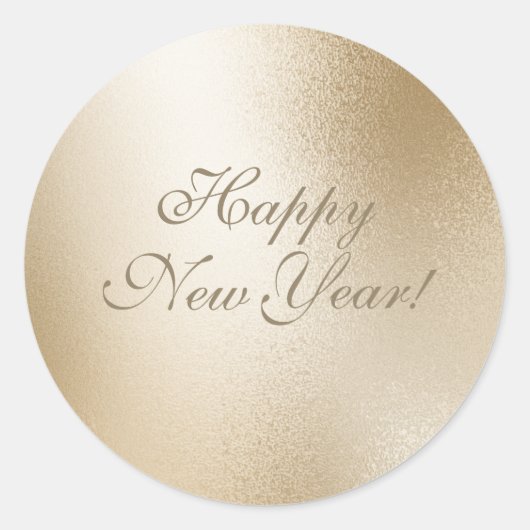 Gold Metallic Glitter Drip Elegant Happy Nieuwjaar Ronde Sticker (Voorkant)