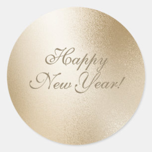 Gold Metallic Glitter Drip Elegant Happy Nieuwjaar Ronde Sticker