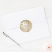 Gold Metallic Glitter Drip Elegant Happy Nieuwjaar Ronde Sticker (Envelop)