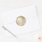 Gold Metallic Glitter Drip Elegant Merry kerst Ronde Sticker (Envelop)