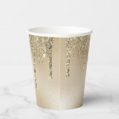 Gold Metallic Glitter Drip Elegant Papieren Bekers (Rechts)