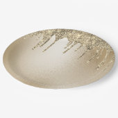Gold Metallic Glitter Drip Elegant Papieren Bordje (Gekanteld)