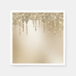 Gold Metallic Glitter Drip Elegant Servet