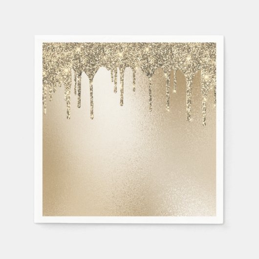 Gold Metallic Glitter Drip Elegant Servet (Voorkant)