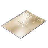 Gold Metallic Glitter Drip Monogram Elegant Notitieboek (Linkerzijde)