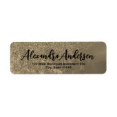 Gold Metallic Glitter Fancy Chic Calligraphy Label (Voorkant)