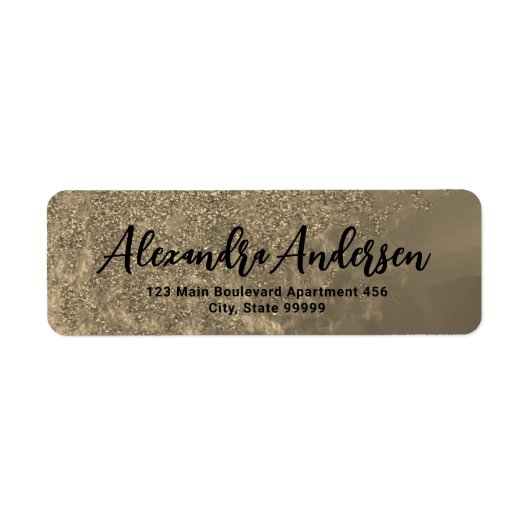 Gold Metallic Glitter Fancy Chic Calligraphy Label (Voorkant)