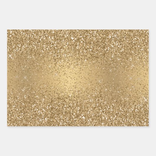 Gold Metallic Glitter Sparkle Patroon Inpakpapier Vel (Voorkant)