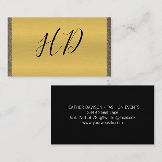 Gold Metallic | Glitter Trim Visitekaartje (Voorkant / Achterkant)