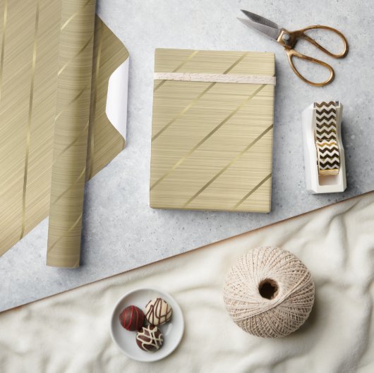 Gold Metallic Gold Striped Cadeaupapier (Crafts)