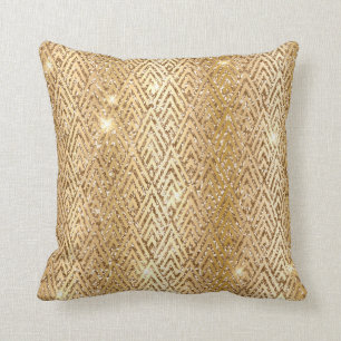 Gold Metallic gradiënt en Glitter Glam Art Deco Kussen