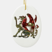 Gold Metallic Griffin Medieval Eagle Lion Keramisch Ornament (Achterkant)