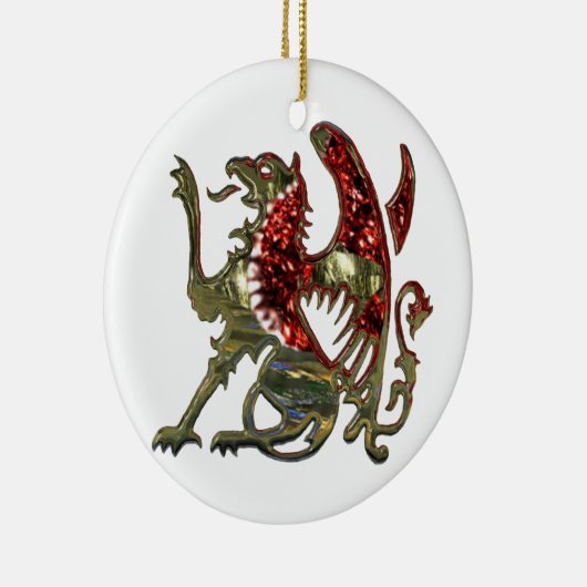 Gold Metallic Griffin Medieval Eagle Lion Keramisch Ornament (Rechts)