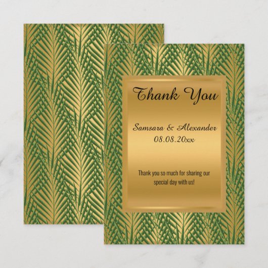 GOLD METALLIC GROENE BOTANISCHE Dankkaart Kaart (Voorkant / Achterkant)
