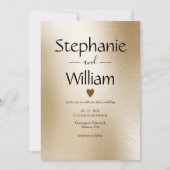 Gold Metallic Heart Modern Elegant Wedding Kaart (Voorkant)
