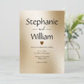 Gold Metallic Heart Modern Elegant Wedding Kaart (Staand voorkant)