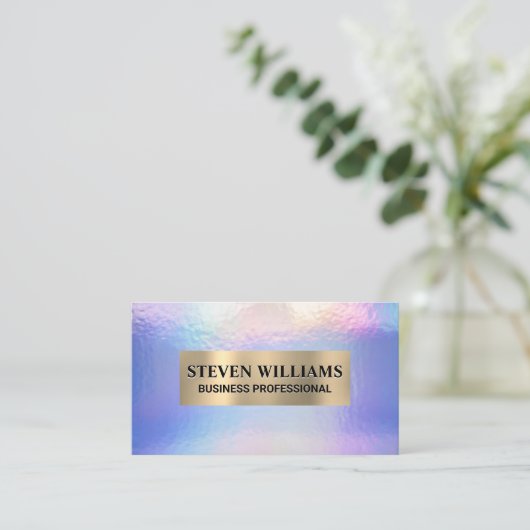 Gold Metallic | Holografische Iridescent Pastel-Fo Visitekaartje (Staand voorkant)