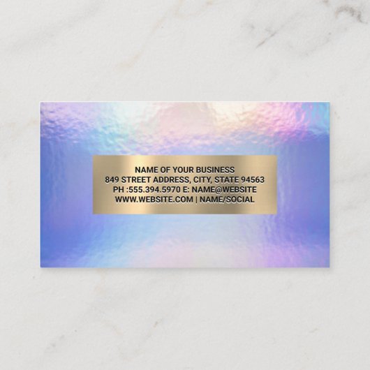 Gold Metallic | Holografische Iridescent Pastel-Fo Visitekaartje (Achterkant)