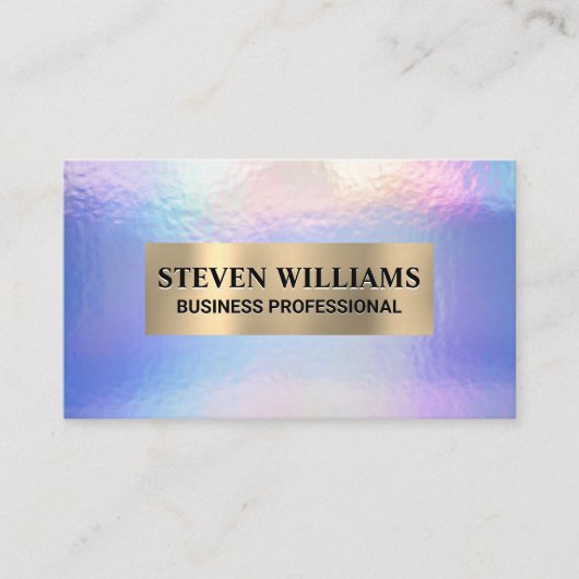Gold Metallic | Holografische Iridescent Pastel-Fo Visitekaartje (Voorkant)