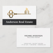 Gold Metallic Key City | Onroerend goed Visitekaartje (Voorkant / Achterkant)