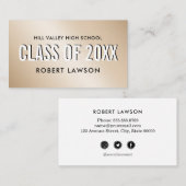 Gold Metallic Klasse Afstuderen Naam Social Icon Visitekaartje (Voorkant / Achterkant)