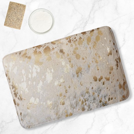 Gold Metallic Koeienhuid afdrukken | Luxueus Badmat