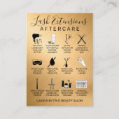 Gold Metallic Lash Extensions Aftercare Icon Visitekaartje (Voorkant)